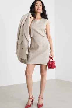 Abito smanicato con cut-out - Beige