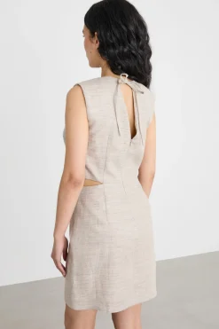 Abito smanicato con cut-out - Beige