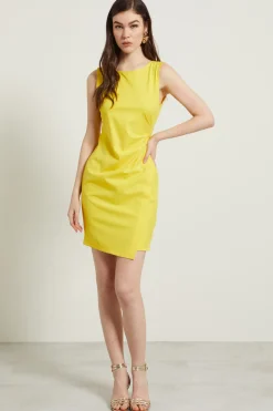 Abito smanicato con drappeggio - Giallo Sole