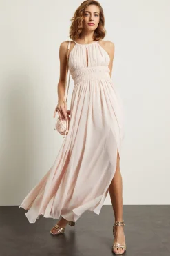 Abito smanicato in georgette - Rosa Cipria