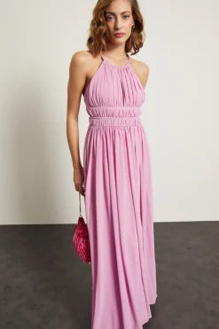 Abito smanicato in georgette - Rosa Peonia