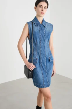 Abito smanicato in jeans - Blu