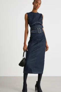 Abito smanicato in jeans - Blu Notte