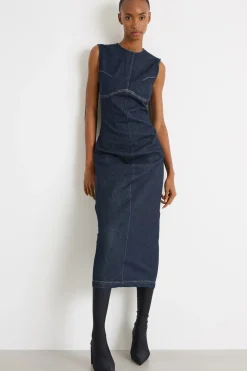 Abito smanicato in jeans - Blu Notte