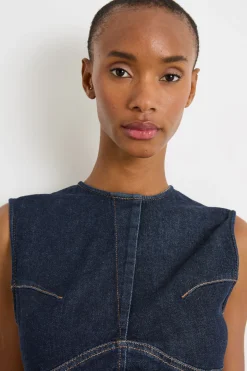 Abito smanicato in jeans - Blu Notte