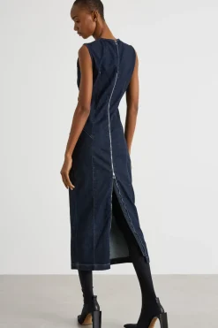 Abito smanicato in jeans - Blu Notte