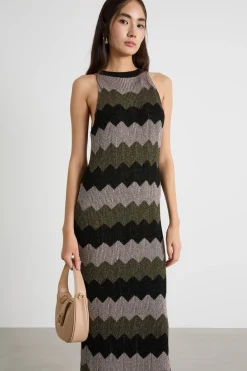 Abito smanicato in maglia - Grigio Nero Verde
