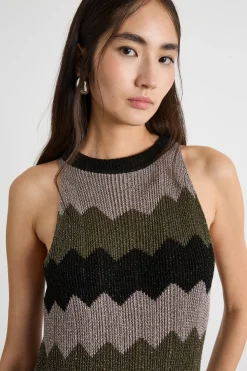 Abito smanicato in maglia - Grigio Nero Verde
