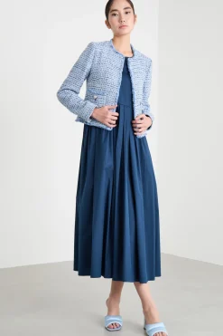 Abito smanicato in popeline - Blu