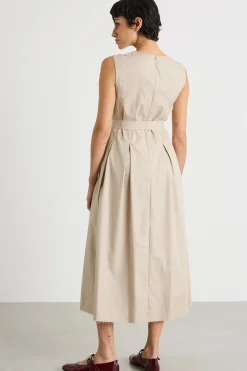 Abito smanicato in twill - Beige