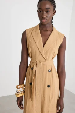 Abito smanicato robe manteau - Cammello