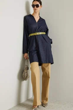 Abito stile polo in jersey - Blu Denim