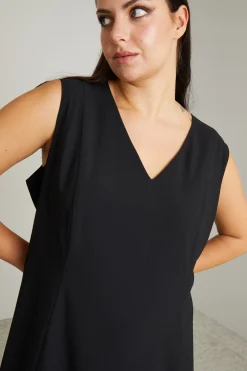 Abito svasato in georgette - Nero
