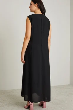 Abito svasato in georgette - Nero