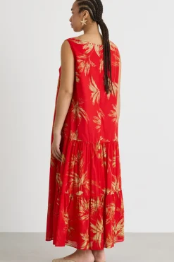 Abito svasato in voile - Rosso