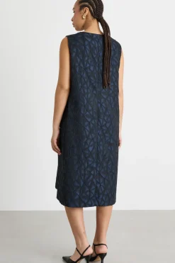 Abito svasato jacquard - Blu