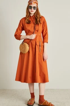 Abito trench con cintura - Arancione