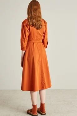 Abito trench con cintura - Arancione