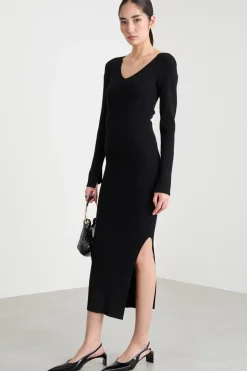 Abito tubino in maglia - Nero