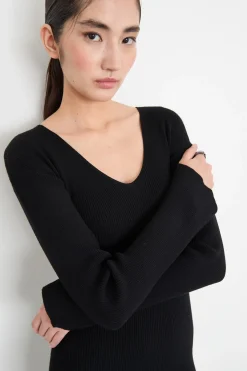 Abito tubino in maglia - Nero