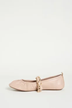 Ballerina in pelle con catena - Beige