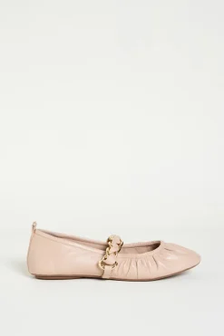 Ballerina in pelle con catena - Rosa