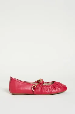 Ballerina in pelle con catena - Rosso