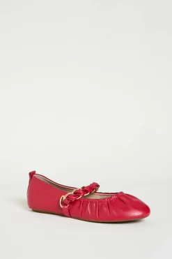 Ballerina in pelle con catena - Rosso