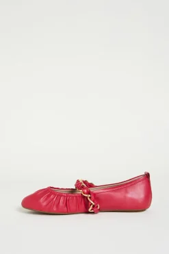 Ballerina in pelle con catena - Rosso