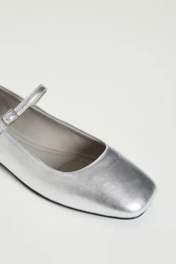 Ballerina in pelle laminata - Argento