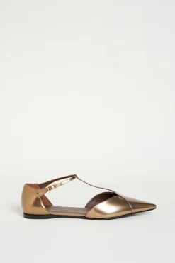 Ballerina in pelle laminata - Bronzo