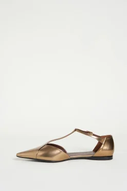 Ballerina in pelle laminata - Bronzo