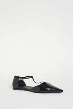 Ballerina in pelle laminata - Nero