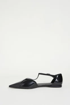 Ballerina in pelle laminata - Nero