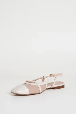Ballerine slingback in pelle lucida - Beige Bianco