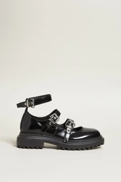 Ballerine trekking con cinturini - Nero