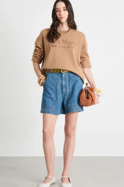 Bermuda in jeans con maxi tasche - Azzurro