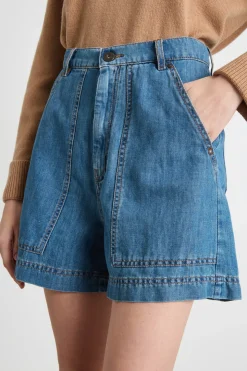 Bermuda in jeans con maxi tasche - Azzurro