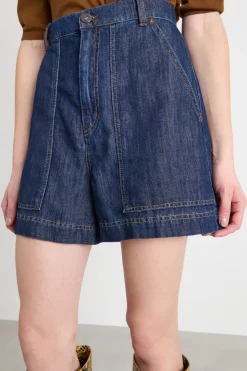 Bermuda in jeans con maxi tasche - Blu