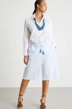 Bermuda in popeline stampato - Azzurro Bianco