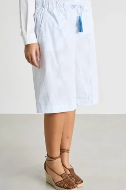 Bermuda in popeline stampato - Azzurro Bianco