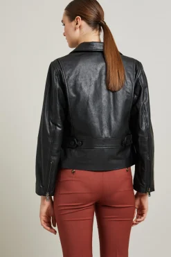 Biker in nappa con tasche - Nero