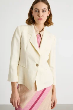 Blazer aderente con bottone singolo - Bianco