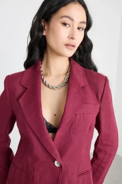 Blazer aderente con bottone singolo - Bordeaux