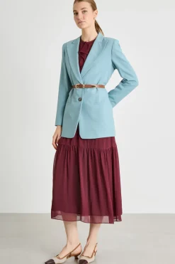 Blazer aderente con maxi rever - Azzurro