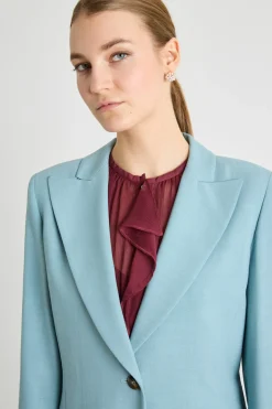 Blazer aderente con maxi rever - Azzurro
