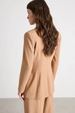 Blazer aderente con maxi rever - Cammello