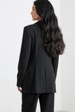 Blazer aderente con maxi rever - Nero