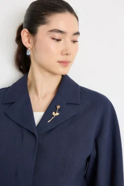 Blazer aderente con piccolo rever - Blu