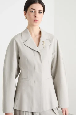 Blazer aderente con piccolo rever - Grigio